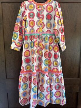 Marie By Victoria Dunn SunFace  Print Cotton Button-Front Dress
